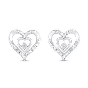 Diamond Accent Heart Earrings Sterling Silver
